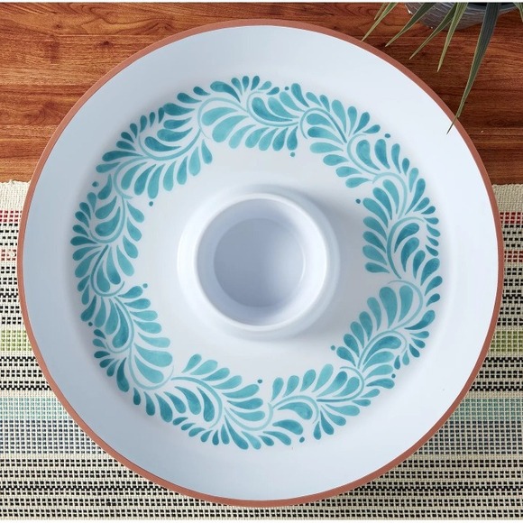 Infuse Other - Infuse Chip & Dip Platter 16-Inch White Aqua Lebrillo Melamine Serving Tray
